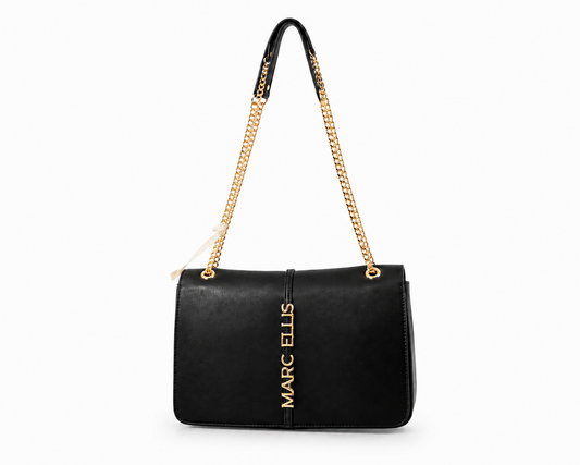 BORSA A SPALLA MARC ELLIS NERA CON CATENA DORATA