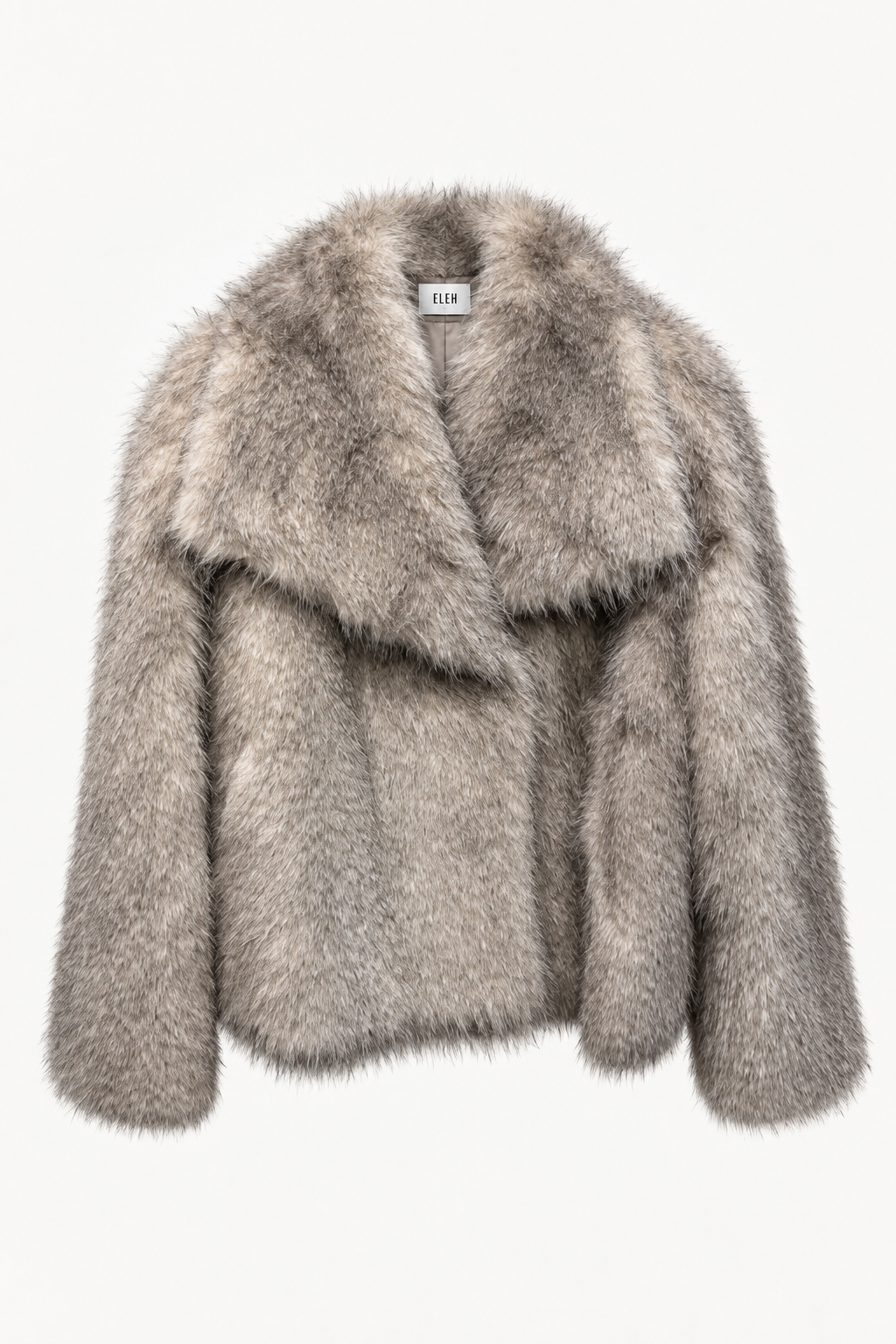 Giacca in eco pelliccia color tortora ELEH