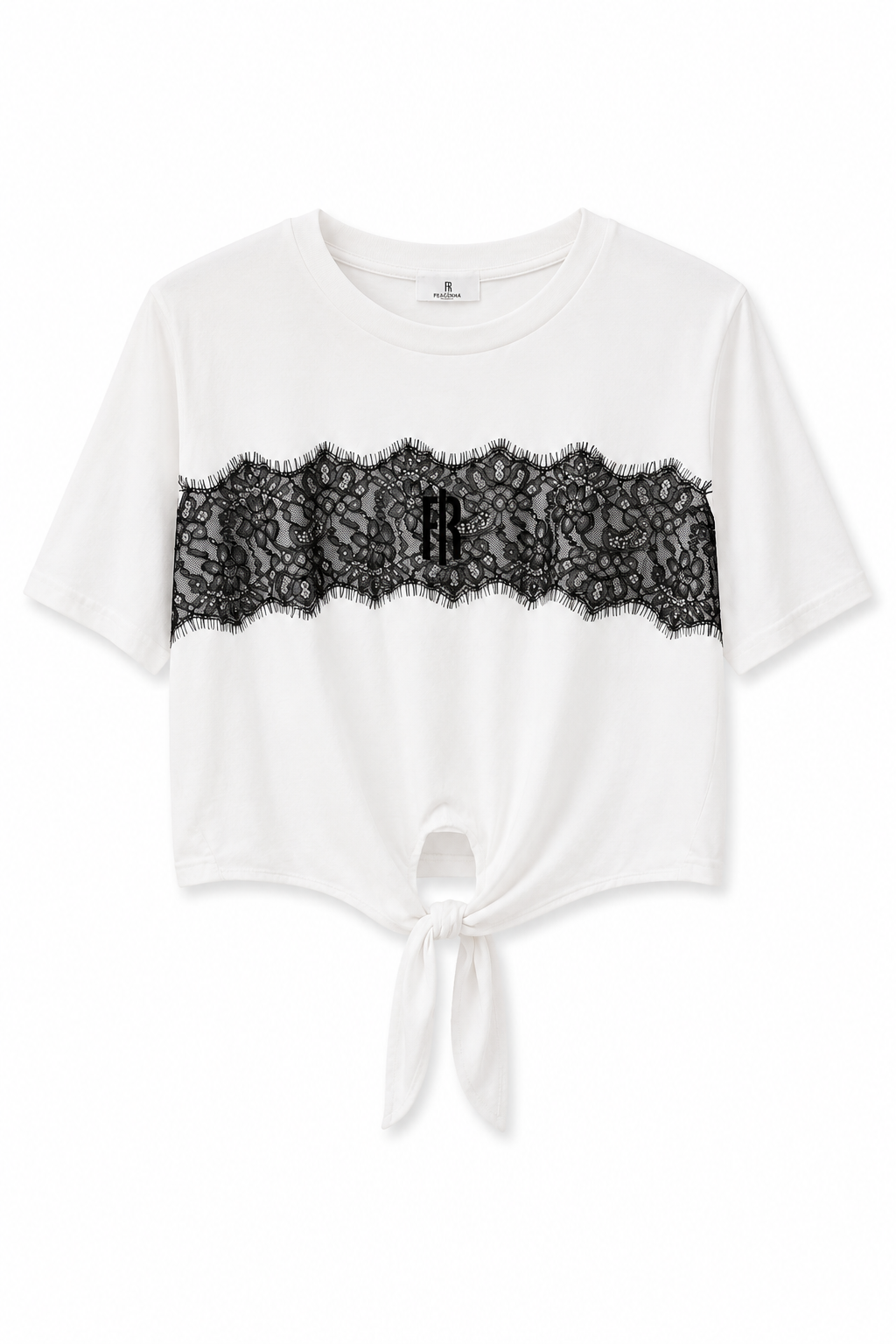 T-shirt Crop Fracomina con inserto in pizzo