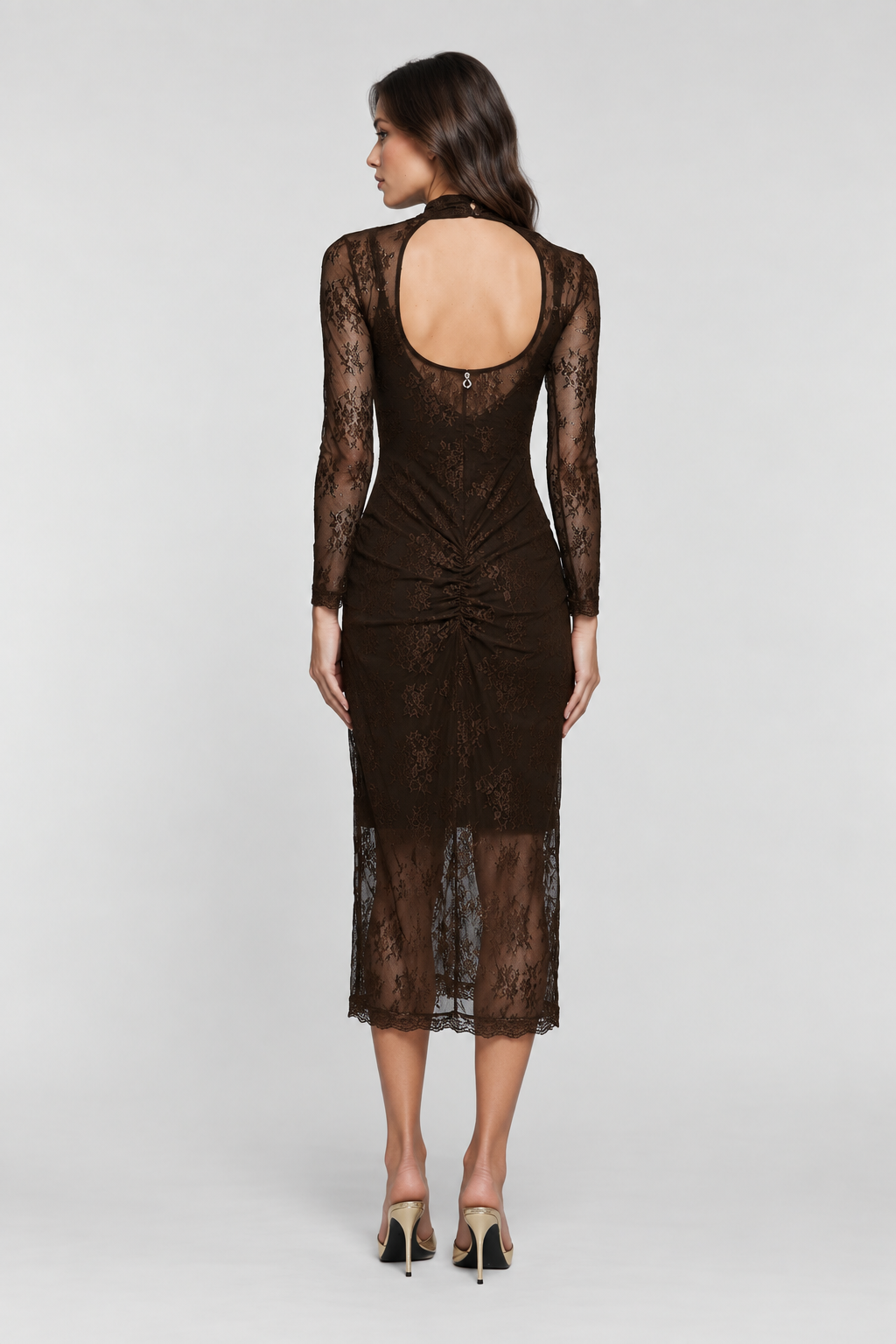 Abito FREYAS  Midi in Pizzo – Testa di Moro