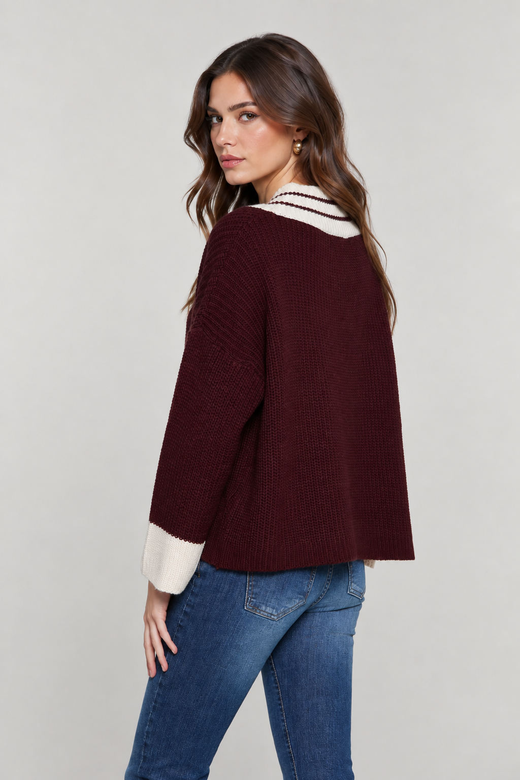 Maglia PHYNIA Bicolore con Scollo a V