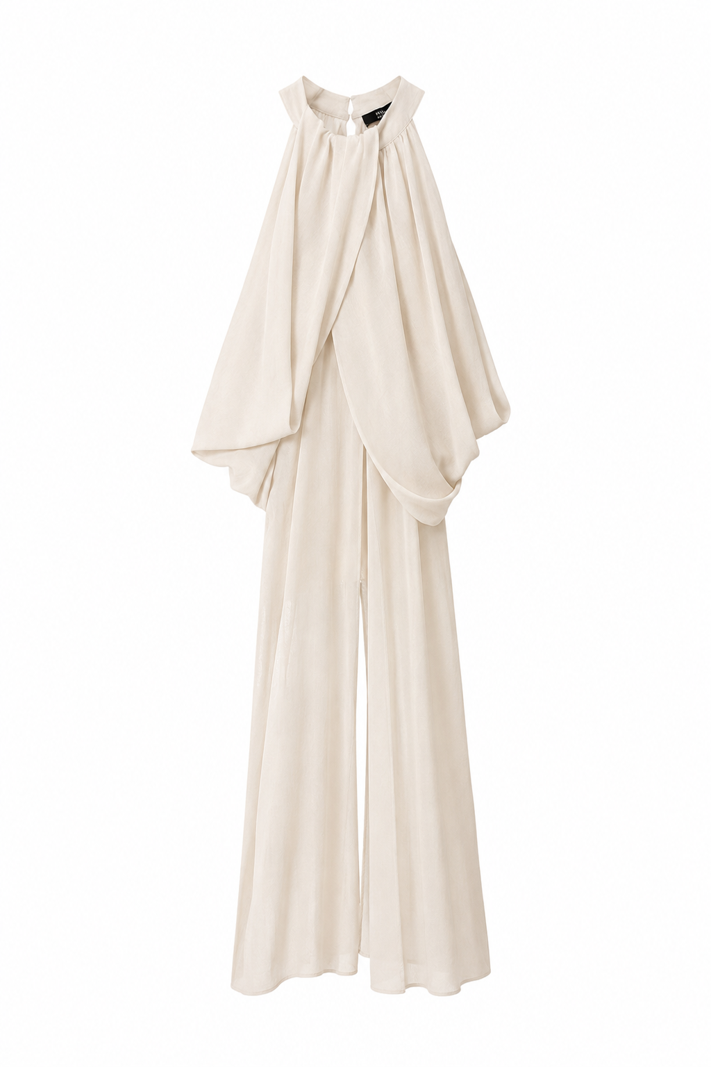 Top lungo drappeggiato bianco avorio