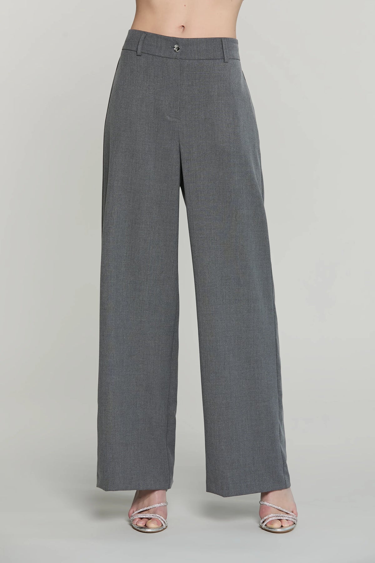 Pantalone BADISCO grigio vita alta con elastico più tasche filetto