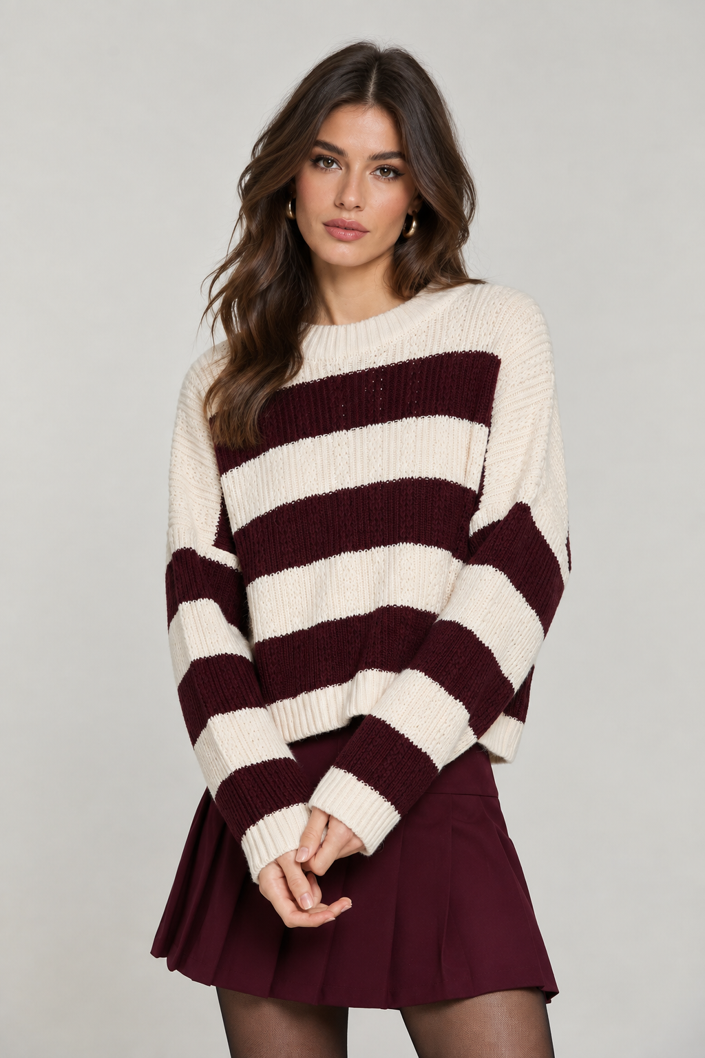 Maglia BUTTERA  a Righe Panna e Bordeaux