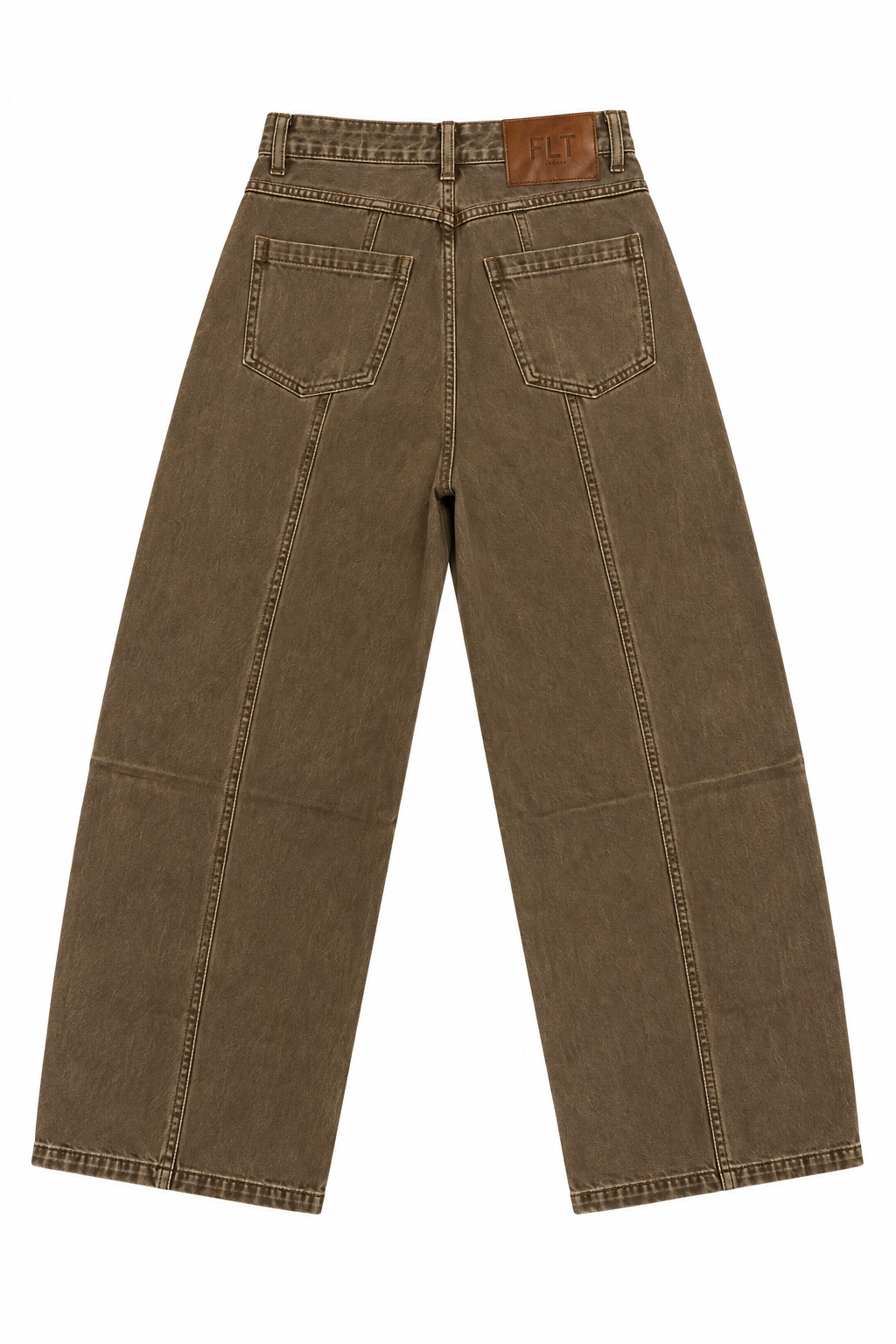 Jeans wide leg color fango