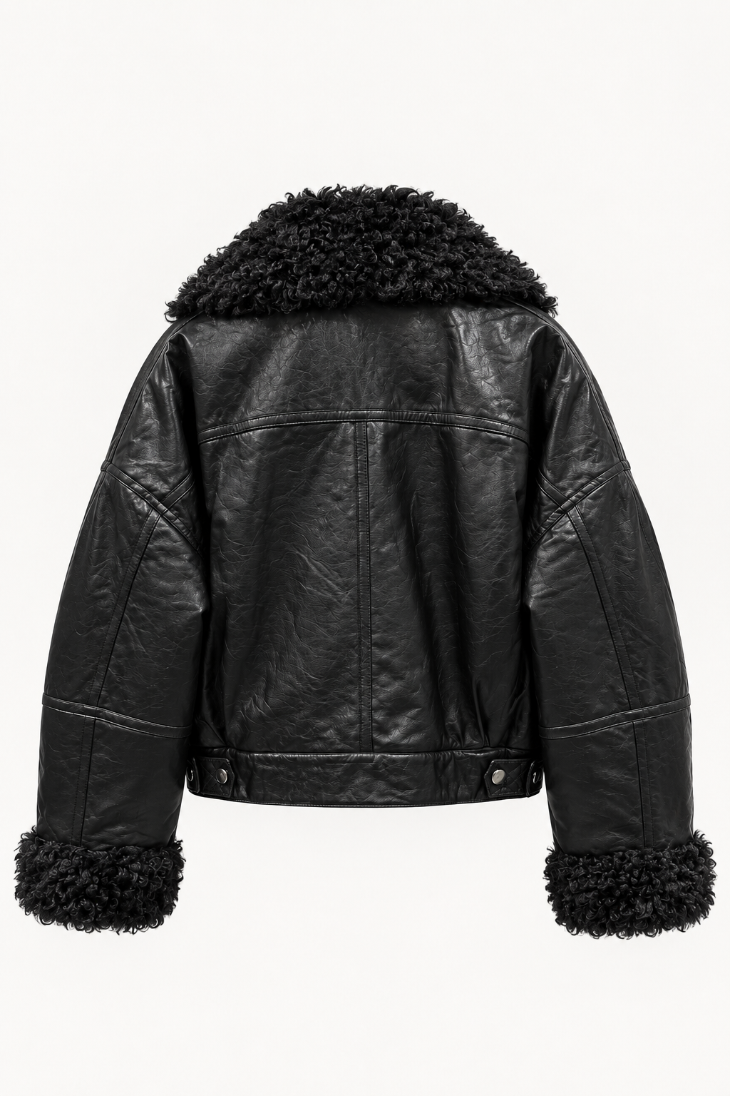 Giacca Biker ELEH con Collo in Eco Pelliccia – Nero
