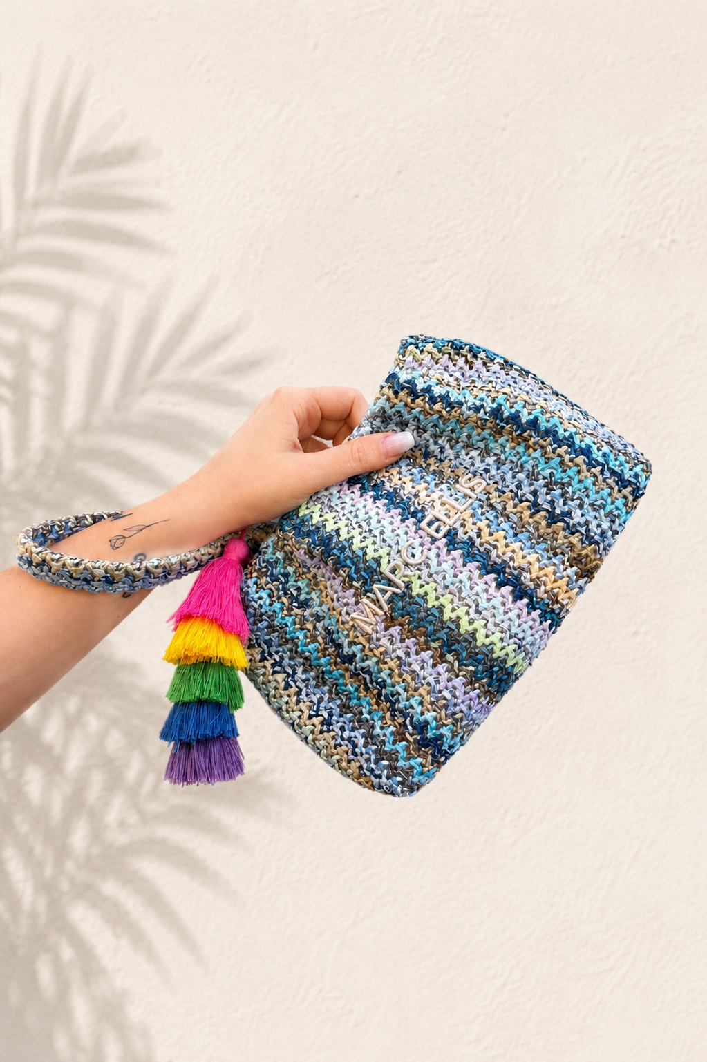 POCHETTE Marc Ellis in rafia multicolor