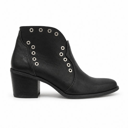 Stivaletto texano nero con borchie e dettaglio stella