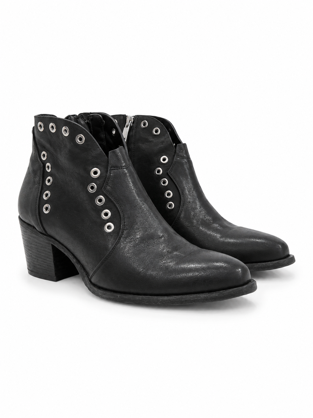 Stivaletto texano nero con borchie e dettaglio stella