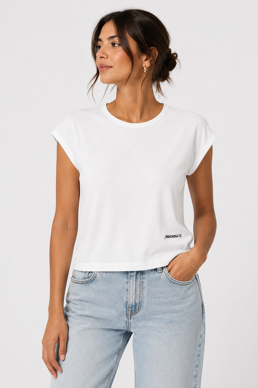 T-shirt Hinnominate Bianca a costine con Logo