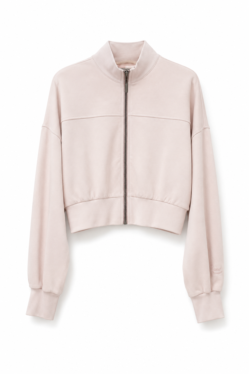 Felpa Crop con Zip Hinnominate – Rosa Cipria