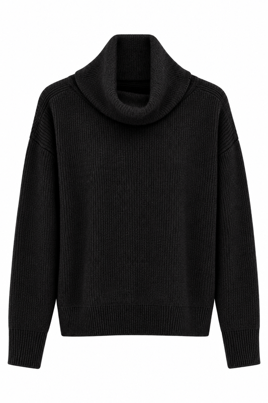 Maglia Dolcevita con Collo Morbido – Nero FRACOMINA
