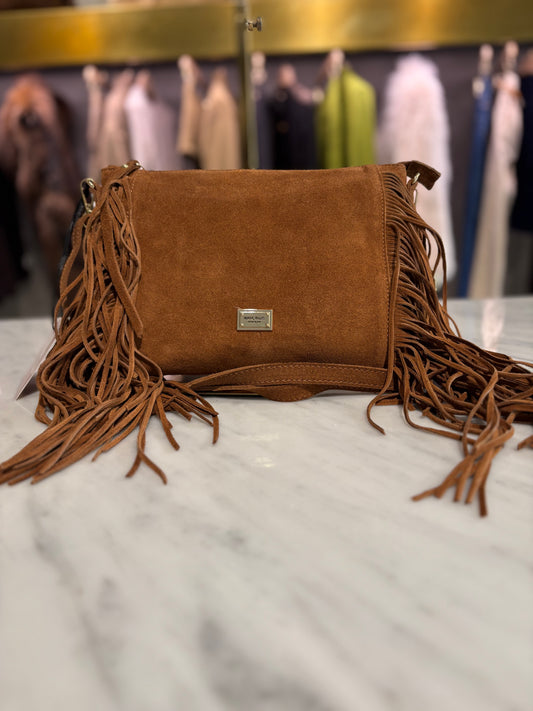 BORSA TRACOLLA IN CAMOSCIO CON FRANGE