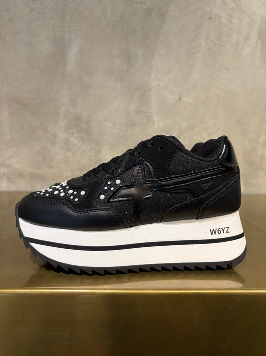 SNEAKERS W6YZ PLATFORM NERA CON PERLE