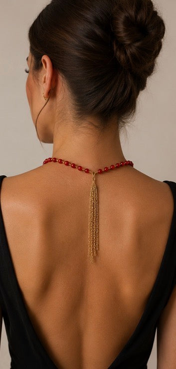 COLLANA CORTA ROSSO RUBINO CON NAPPINA