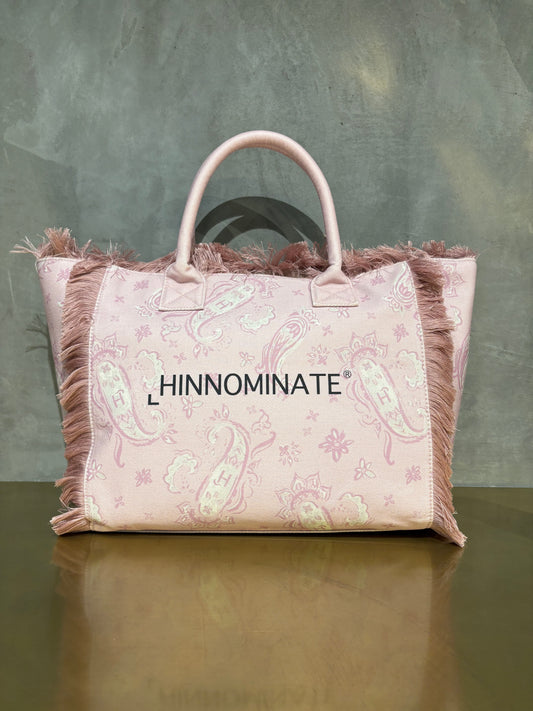 BORSA SHOPPER HINNOMINATE CON STAMPA BANDANA ROSA E FRANGE