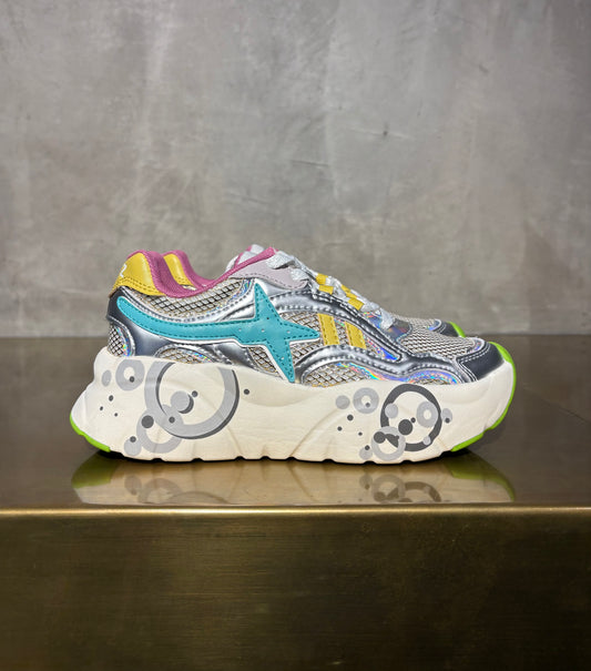 SNEAKERS PLATFORM W6YZ SILVER WHITE GREEN