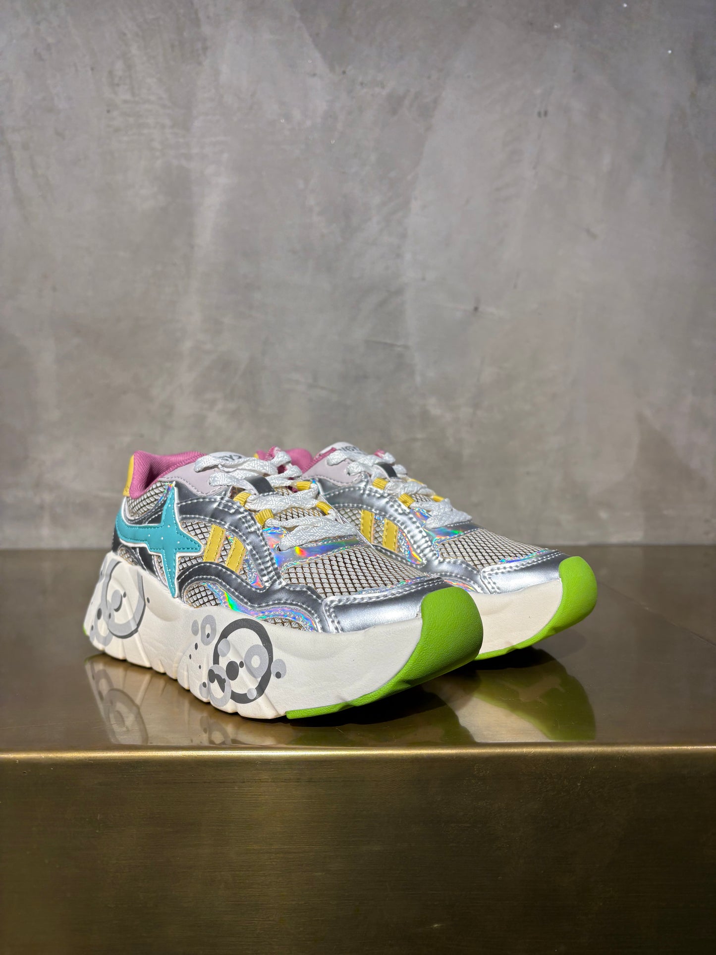 SNEAKERS PLATFORM W6YZ SILVER WHITE GREEN