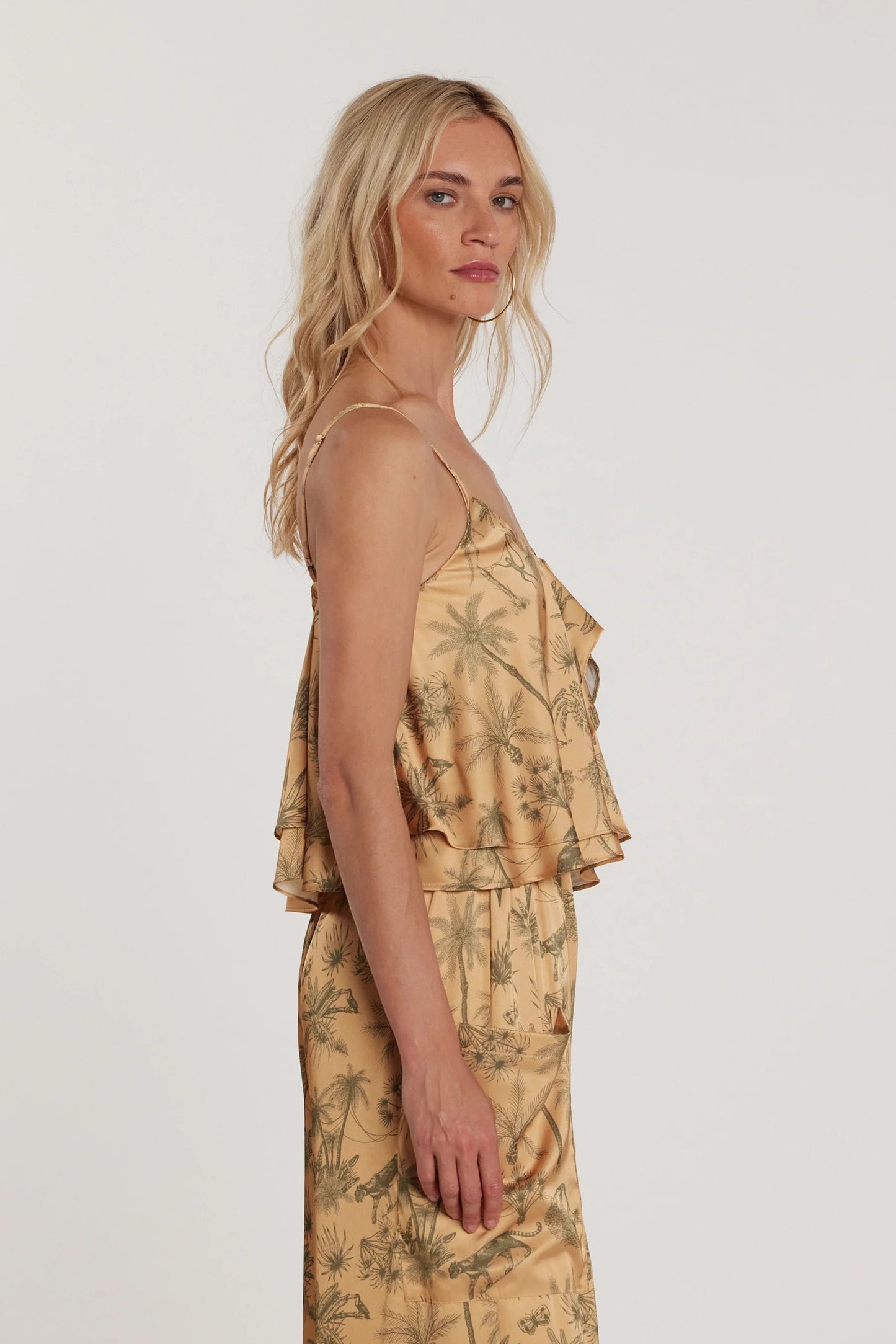 Top ALBAS corto con pannello fantasia tropical