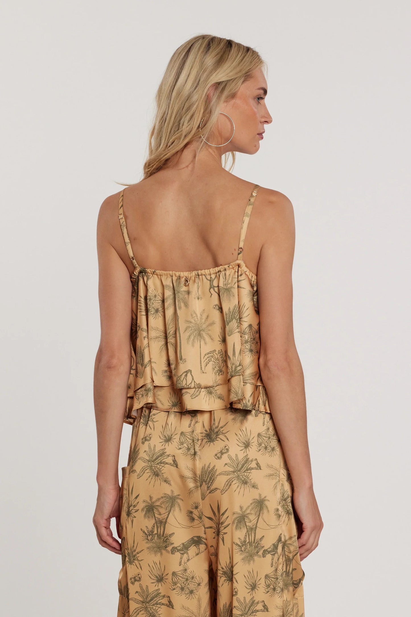 Top ALBAS corto con pannello fantasia tropical