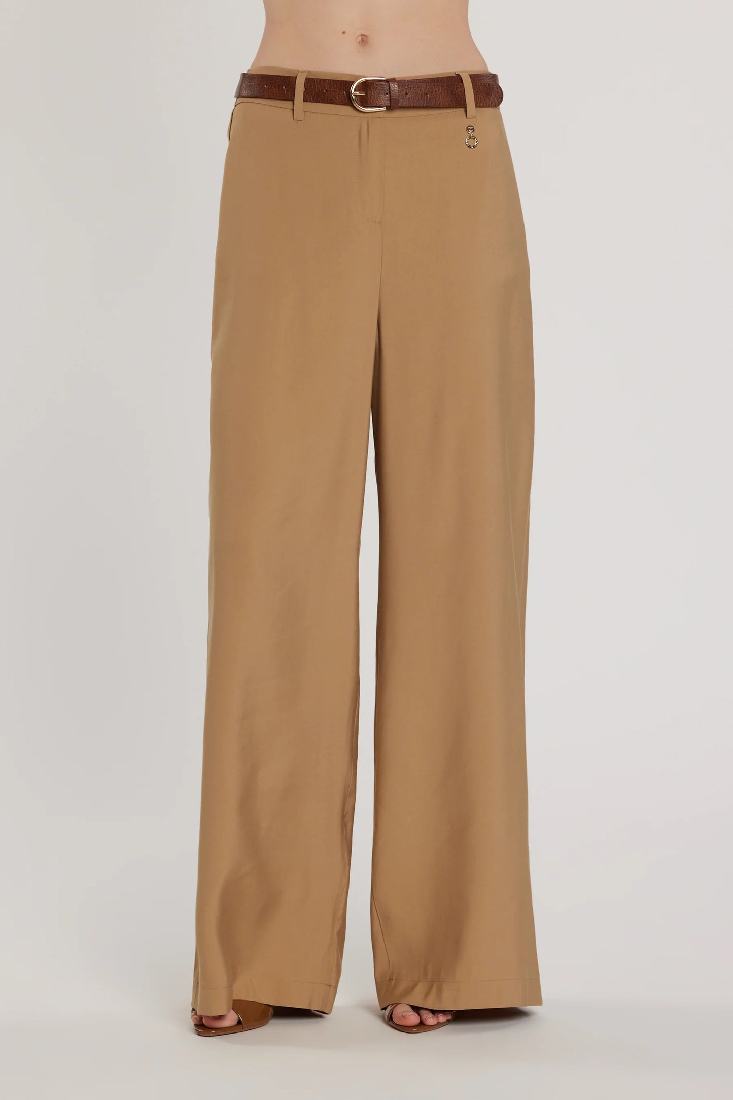 Pantalone PREZIOSA_P vita alta palazzo con cintura più tasche francesi più filetto