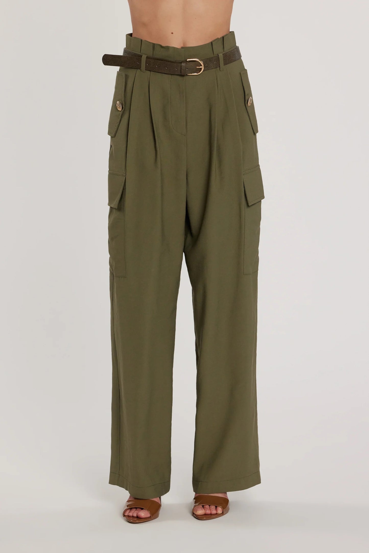 Pantalone TECTION vita alta con patte più tasconi più cintura