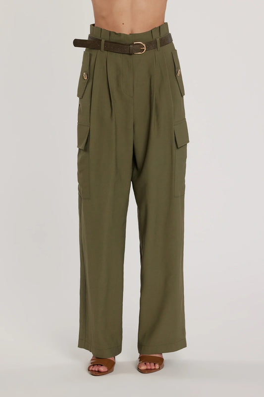Pantalone TECTION vita alta con patte più tasconi più cintura