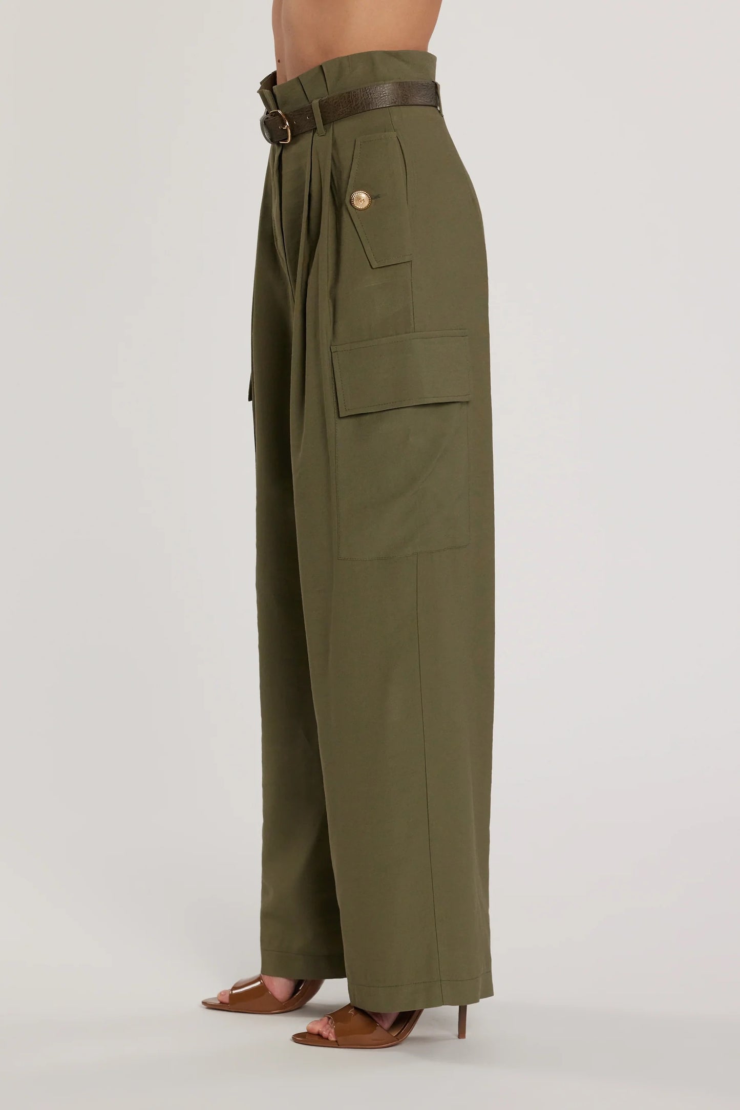 Pantalone TECTION vita alta con patte più tasconi più cintura
