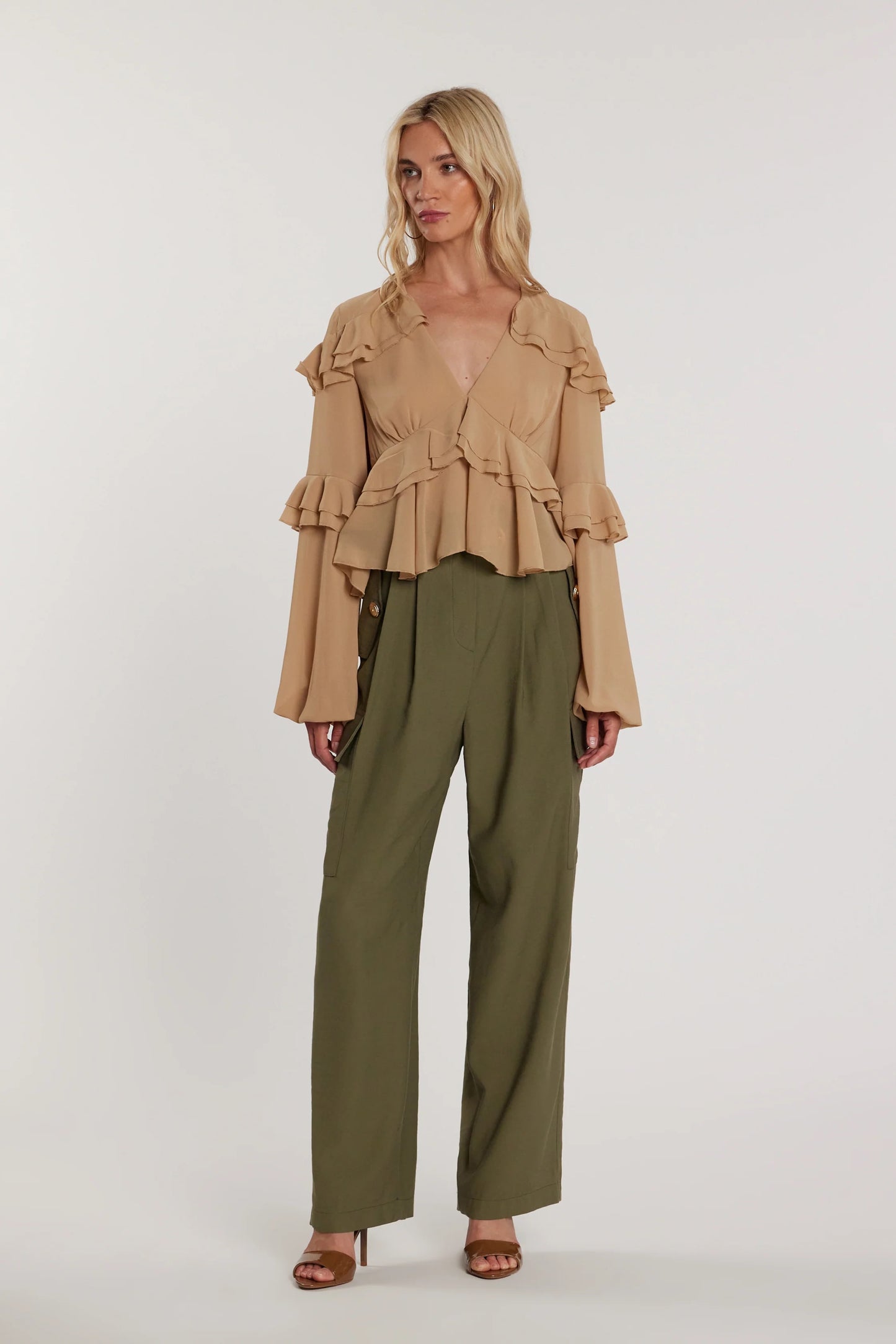 Pantalone TECTION vita alta con patte più tasconi più cintura