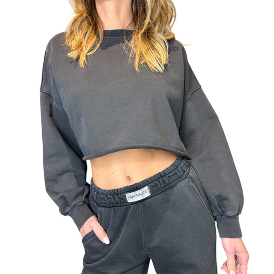 FELPA CROP GRIGIO FUMO HINNOMINATE