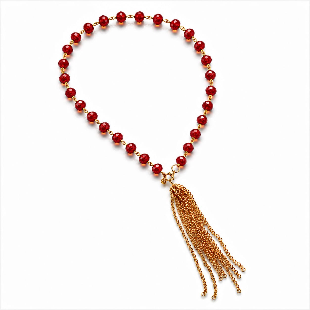COLLANA CORTA ROSSO RUBINO CON NAPPINA