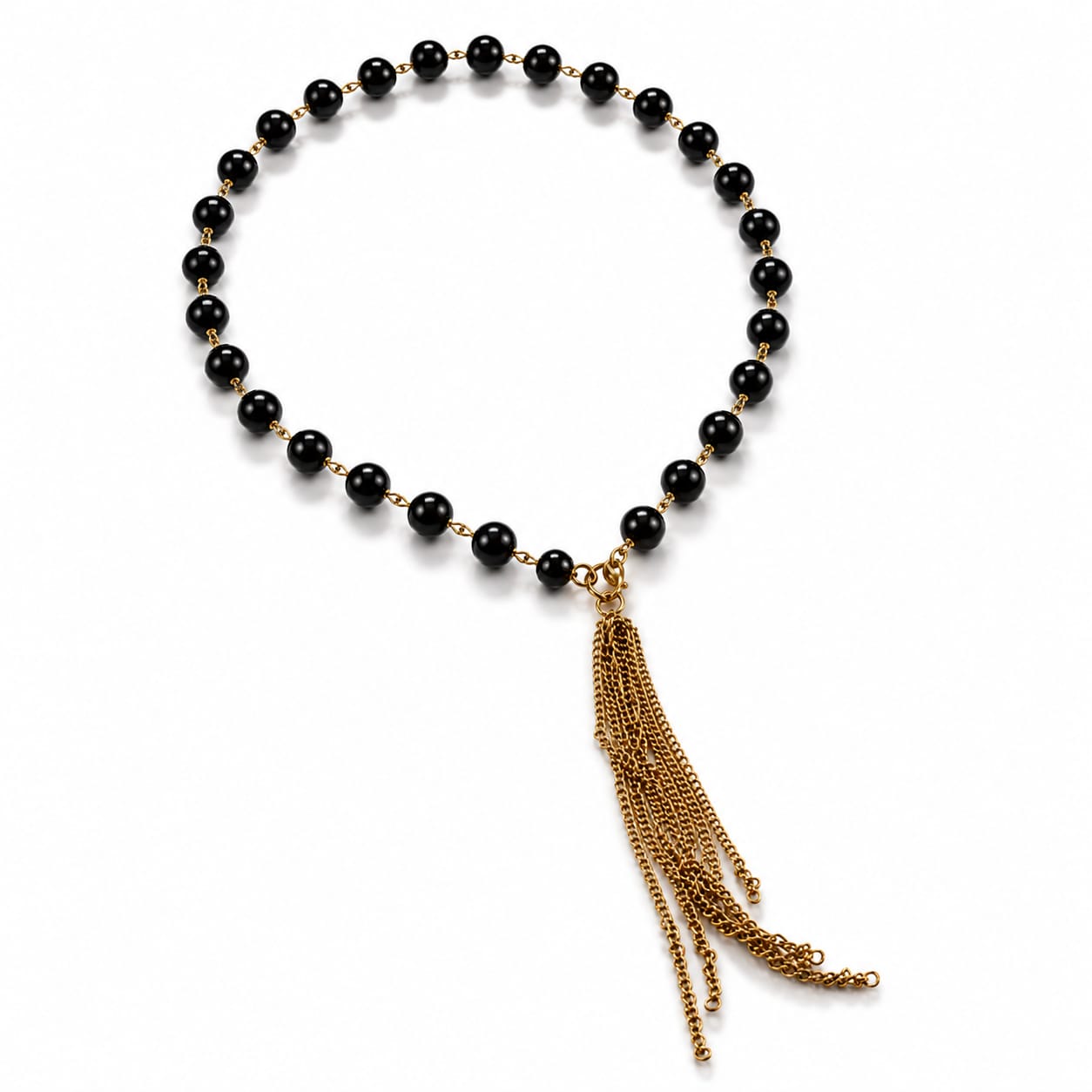 COLLANA CORTA NERA CON NAPPINA
